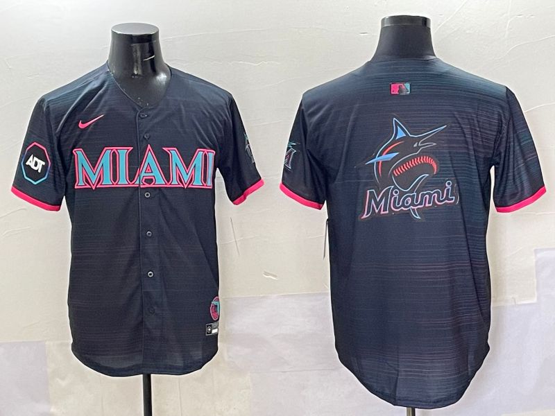 Men 2025 Miami Marlins Blank Black Joint Name Nike MLB Jersey style 6->miami marlins->MLB Jersey